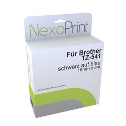 Easy 2x kompatible Schriftbänder für Brother TZE541 Schwarz auf Blau 18mm x 8m 
